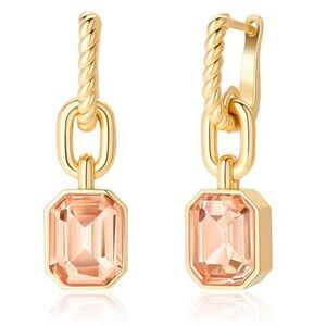 6695 Birthstone Crystal Dangle Drop Earrings, 18K Gold Plated Huggie Hoop